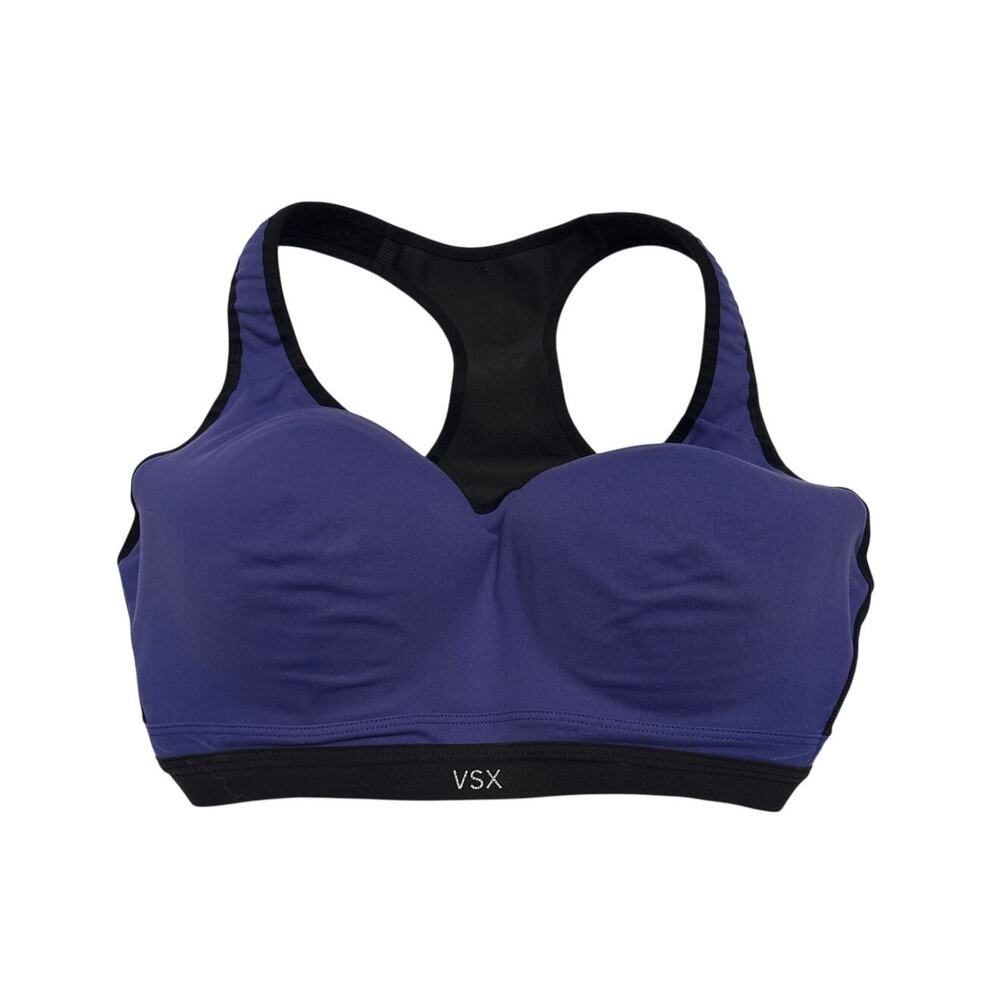 Victoria's Secret VSX purple/black underwire padded racerback sports bra 36DD